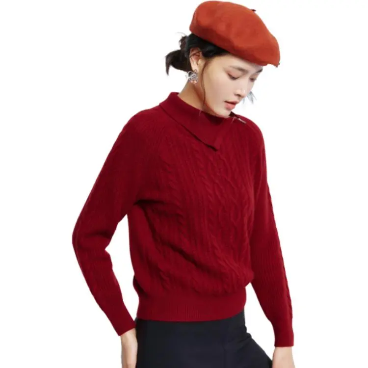 MIHUANG Cashmere Sweater Women's Lava Red-2