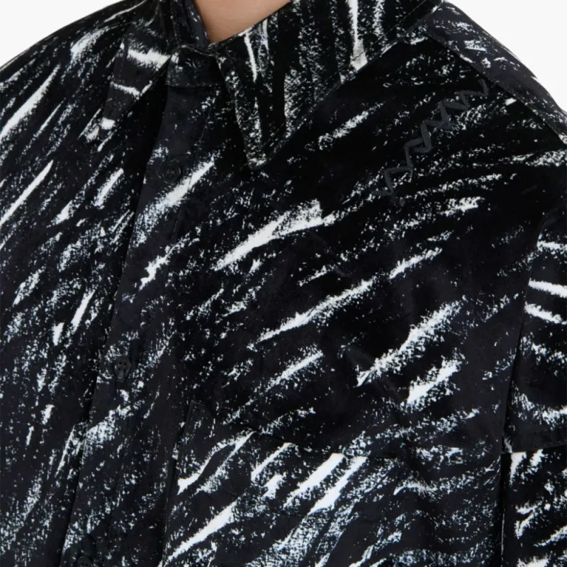 MARNI Crayon Printed Oversized Flocked Denim Shirt-4