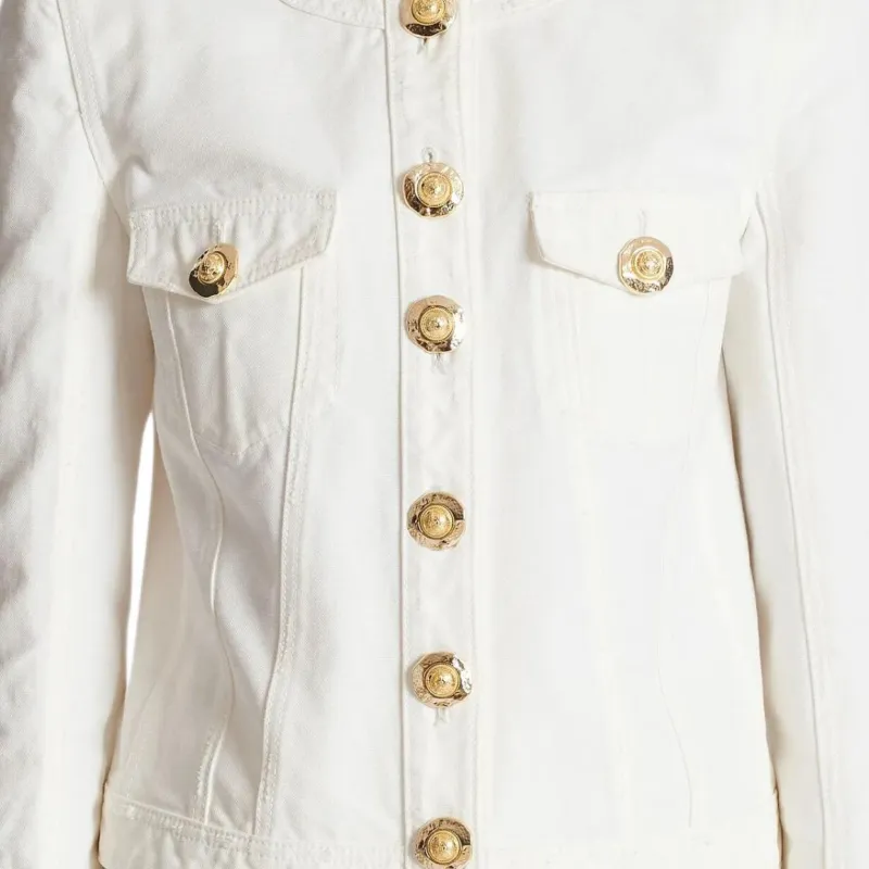 BALMAIN Canvas Cropped Jacket-4