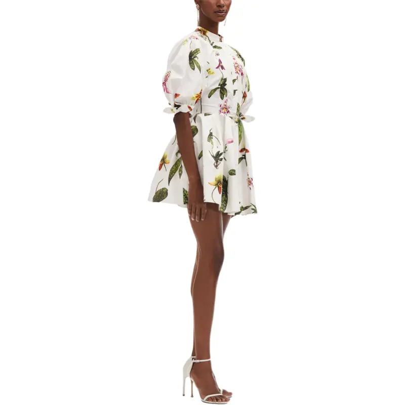 Oscar De La Renta Orchid Puff sleeve Cotton poplin Dress-3