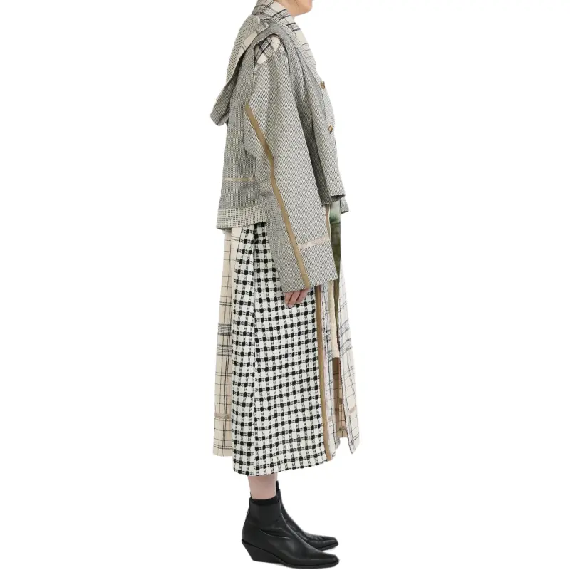 COMMUNS Layered Check Coat-1
