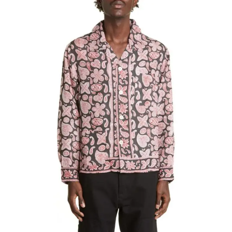 BODE Heart Paisley Block Printed Buttoned Shirt-2