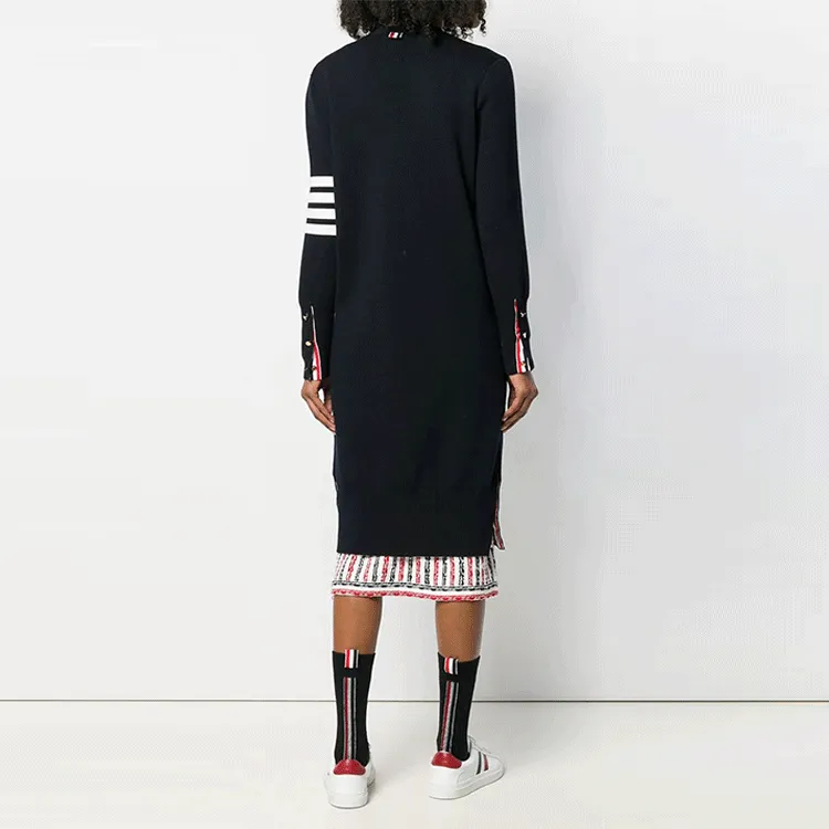 THOM BROWNE 4 Bar Detail Longline Cardigan-3