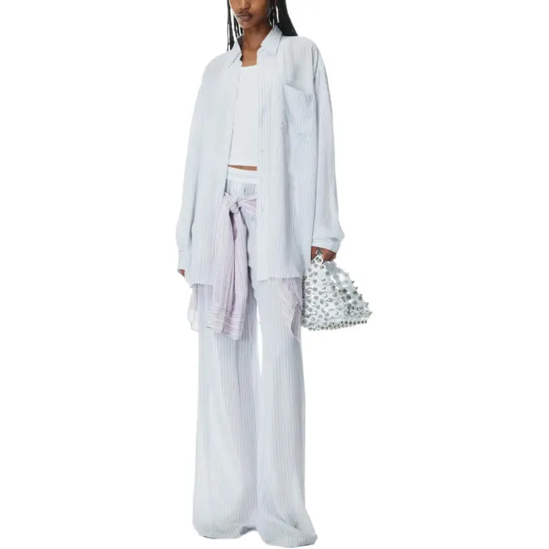 Alexander Wang Oversized Boyfriend Shirt Oxford Blue/White-1