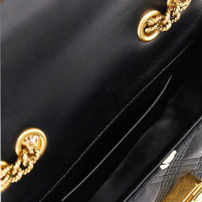 Valentino GARAVANI Diamond Quilting Twill Shoulder Bag Trumpets Women's Black-3