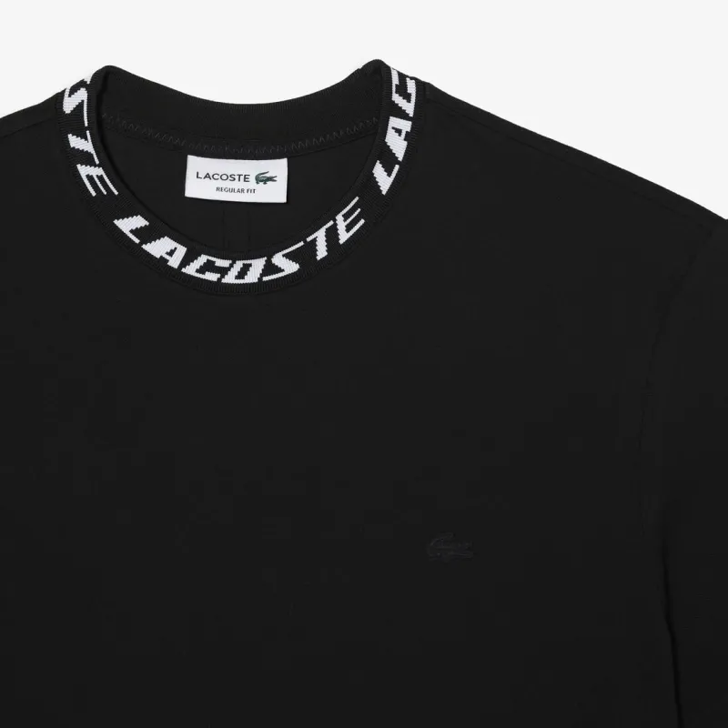 LACOSTE Logo-jacquard Neckline Piqué T-shirt-4