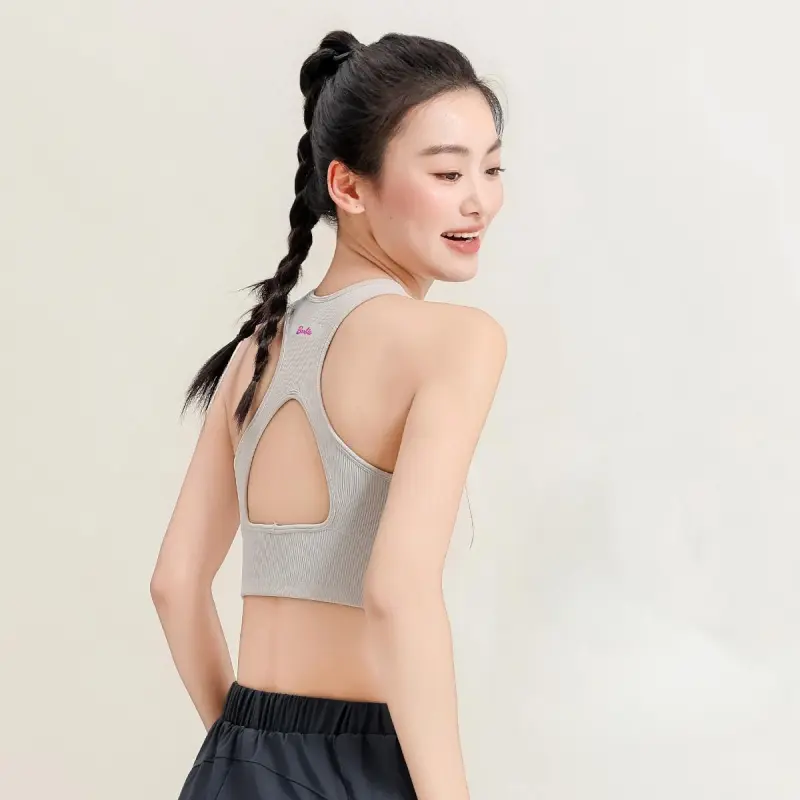 Barbie Yoga Tank Tops Women's Milk Coffee-2