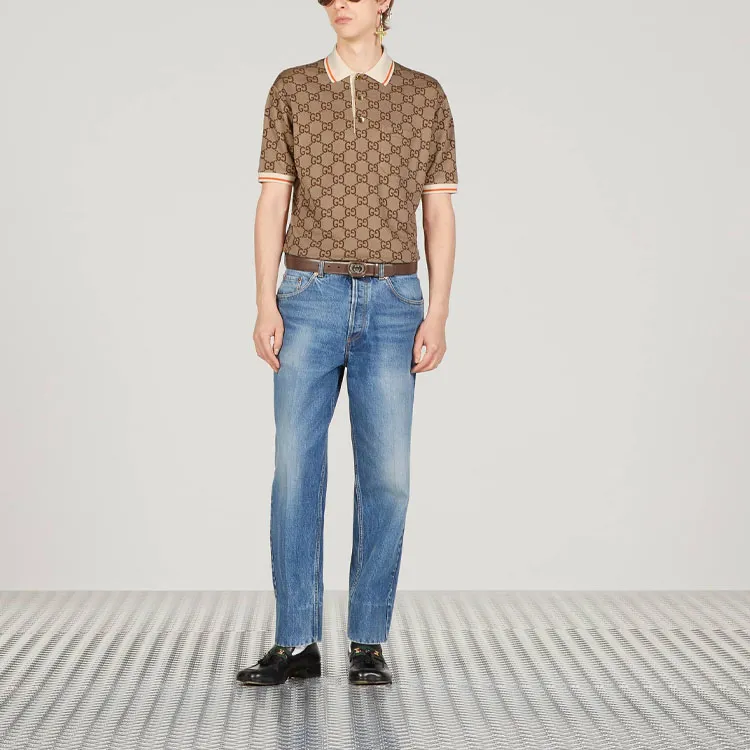 GUCCI Gg Logo Jacquard Polo Shirt-1