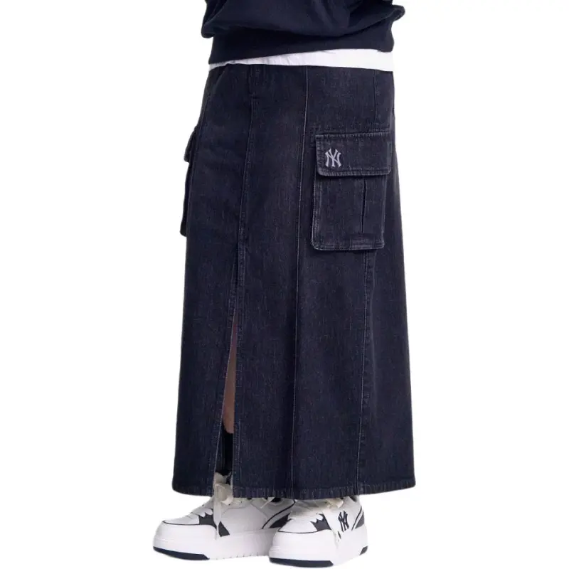 MLB New York Yankees Denim Long Skirts Women's Black-2