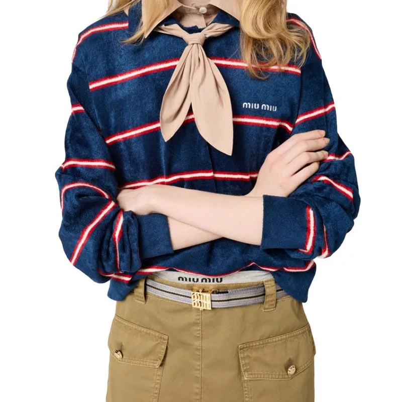 MIU MIU Polo Shirt Women's Blue Red-3