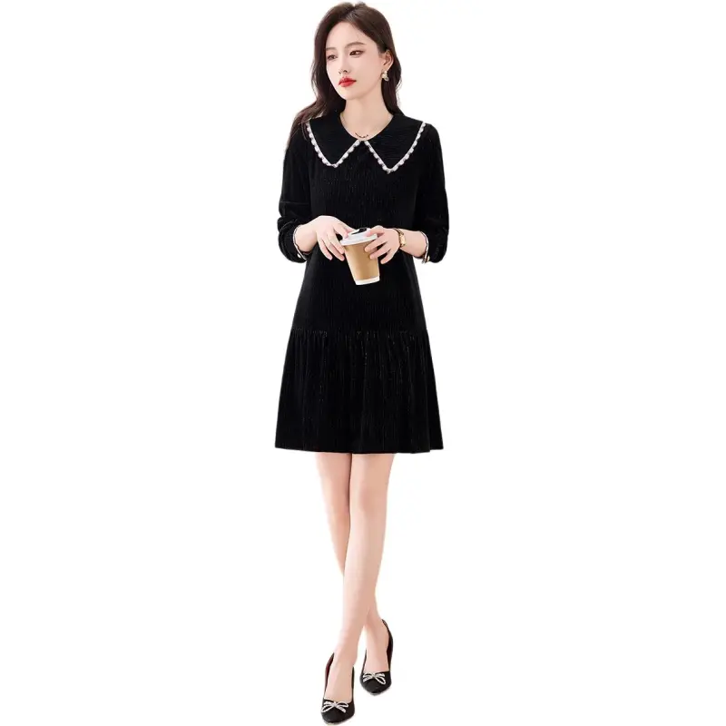 Fele.d Long Sleeved Dress Women's Black-3