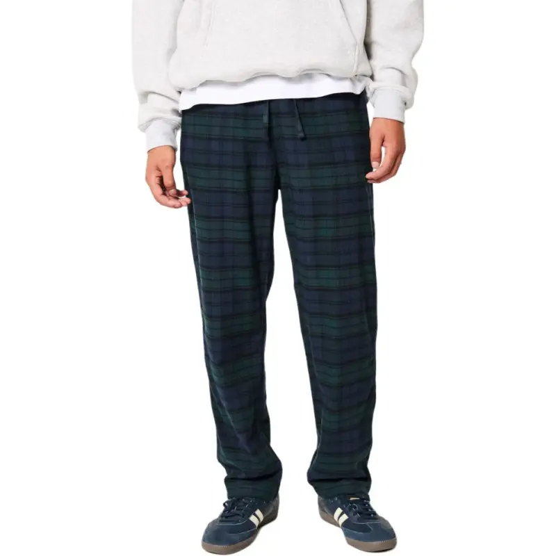 Hollister Pajama Pants Men's Dark Green Plaid-1