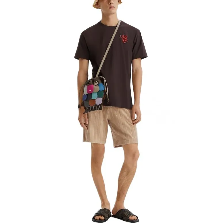 FENDI T Shirts Men Brown-2