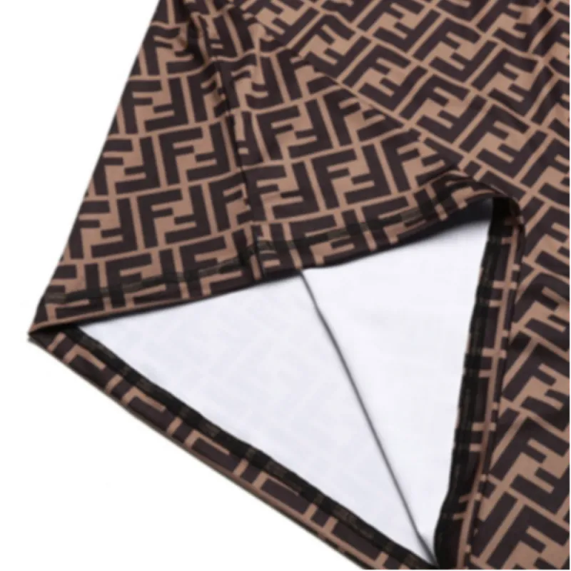 FENDI T-Shirts Men Brown Black-3