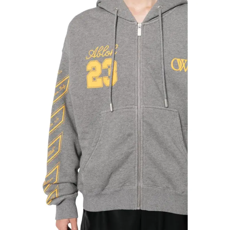 OFF WHITE Logo print Cotton Hoodie-4