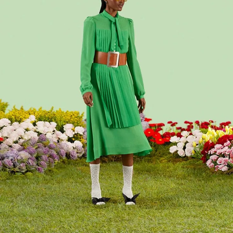 GUCCI Chinese New Year Long-Sleeved Dresses Women's Green-2