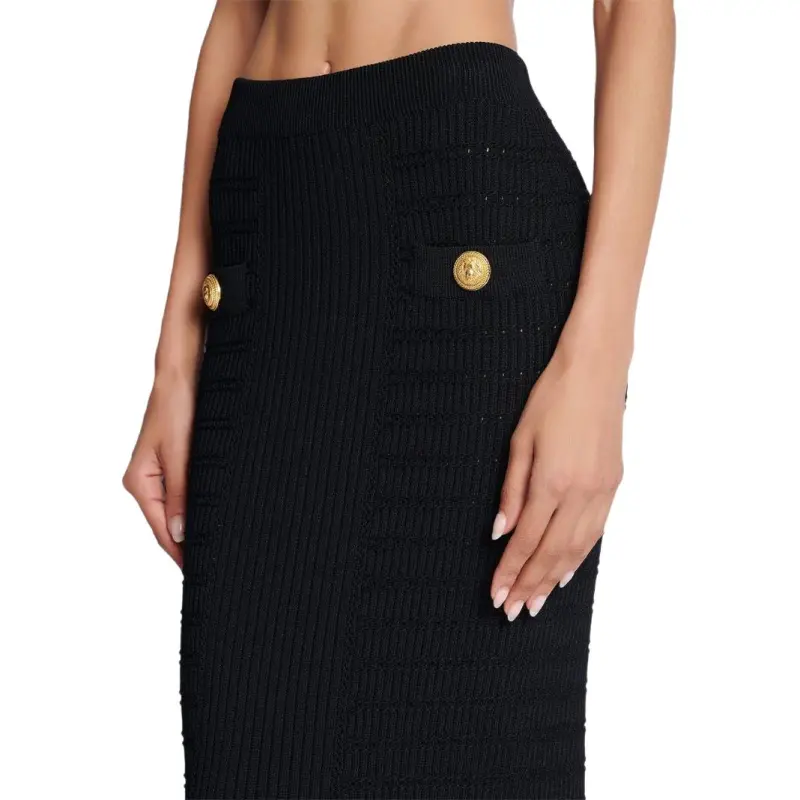 BALMAIN Button Detailed Pencil Skirt-4