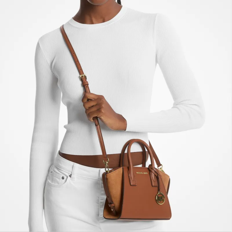 MICHAEL KORS Avril Extra Small Leather And Suede Satchel-4