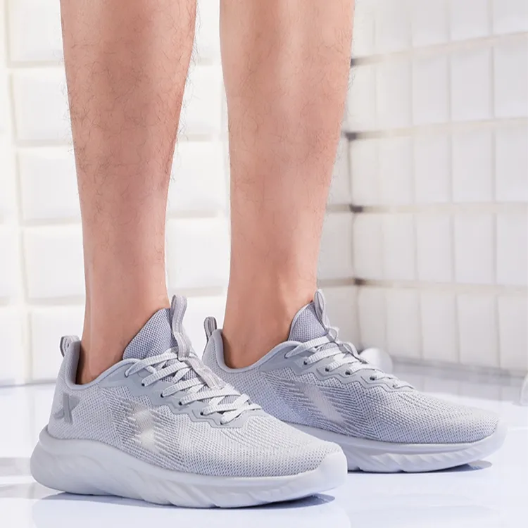 XTEP Cushioned Anti-Slip Wear-Resistant Breathable Lightweight Low-Top Running Shoes Men's Eco-Friendly Gray-4