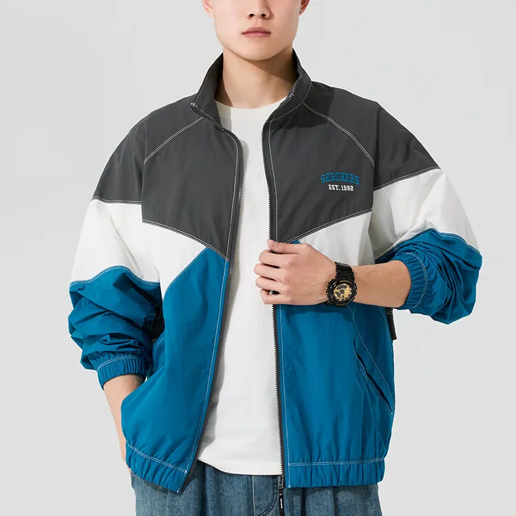 Skechers SS25 Jacket Unisex Sapphire Gray White 05D5-1