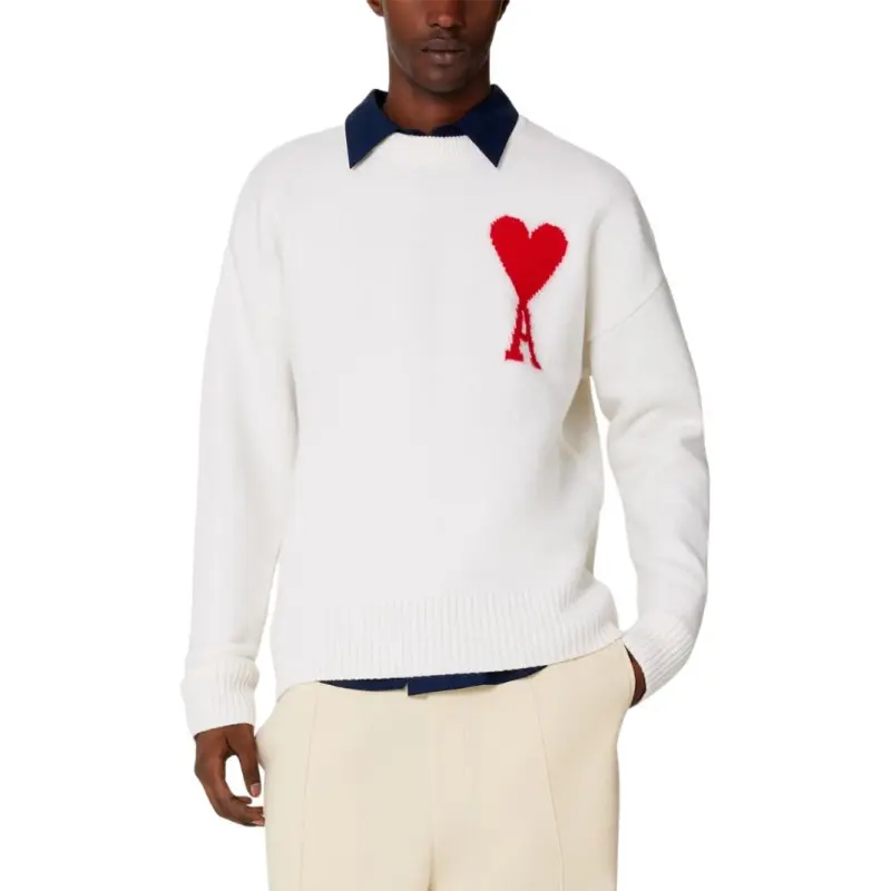 Ami Paris Ami De Coeur Felted Merino Wool Sweater-1