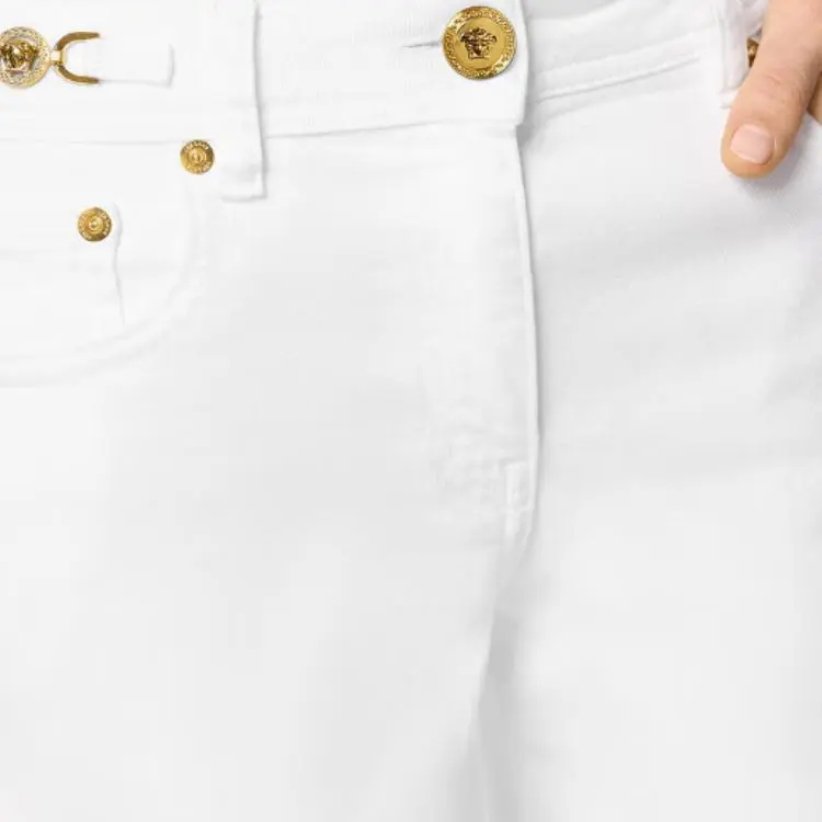 VERSACE Medusa Plaque Logo Patch Skinny Jeans-4