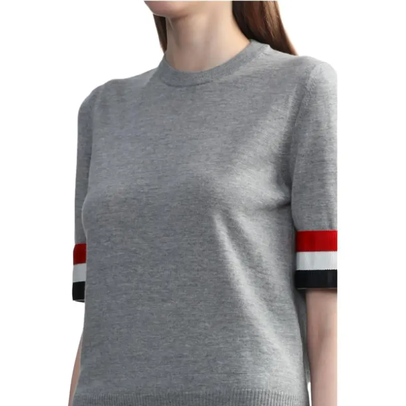 THOM BROWNE Rwb Stripe Crew neck Merino Top-4