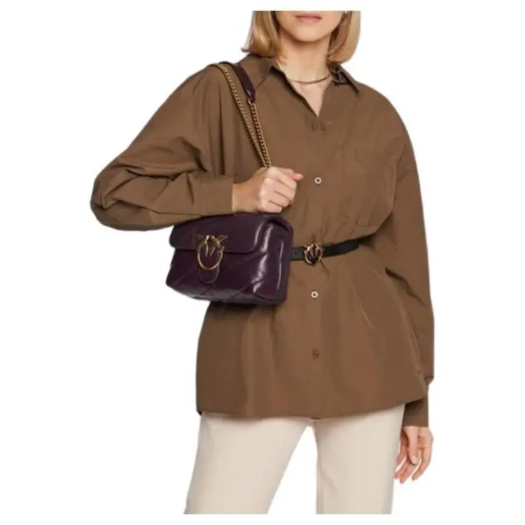 PINKO Puff Sheepskin Bird Bag Swan Bag Crossbody Bag Shoulder Bag Women's Purple-4