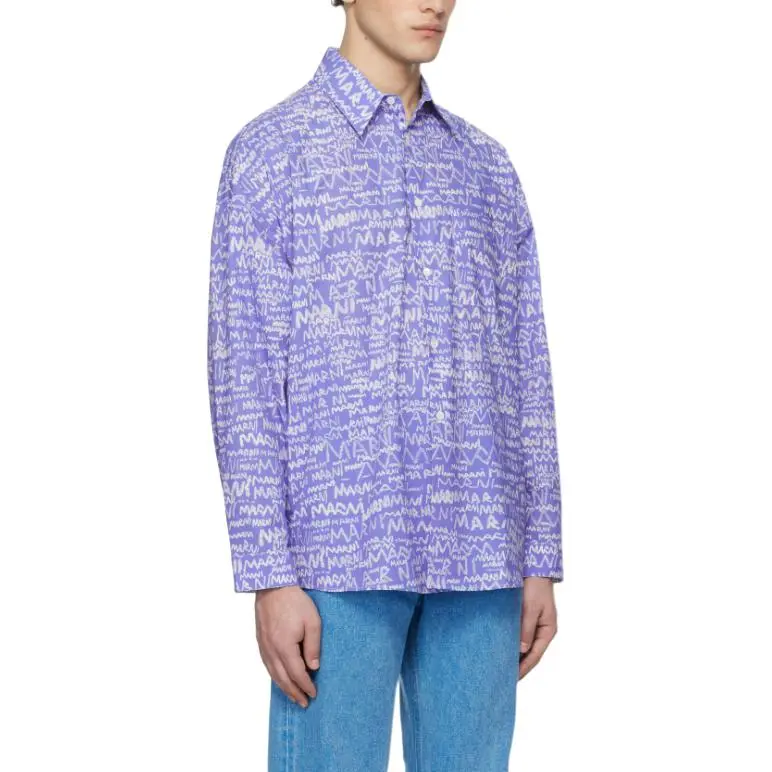 MARNI Shirts Men Blue Lilac-2