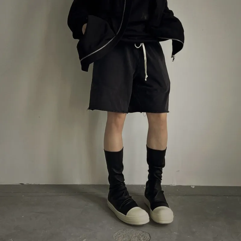 Askyurself Casual Shorts Unisex Washed Black-3