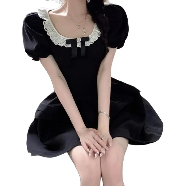 ABCMININ Short Sleeved Dresses Women's Black-4