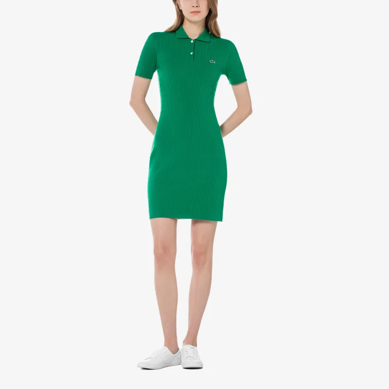 LACOSTE Short Sleeved Dress Women's Green-2