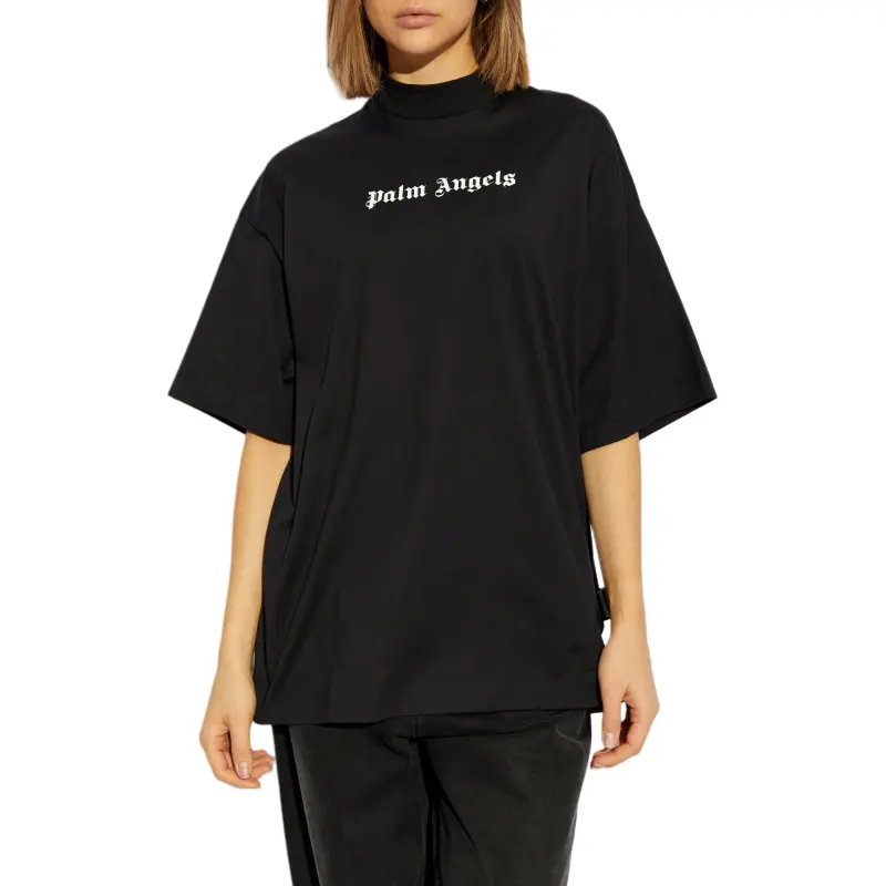 PALM ANGELS Logo Printed Mockneck T Shirt-2