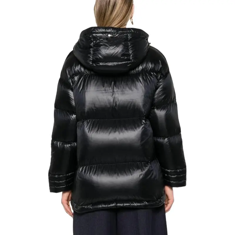 HERNO A Shape Zip Up Hooded Puffer Jacket-4