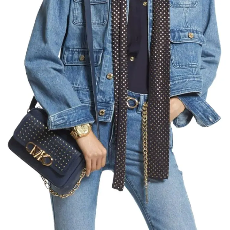 MICHAEL KORS Cropped Coats Women's Denim Blue-2