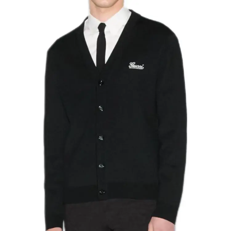 GUCCI Logo Embroidered Button Up Cardigan-2