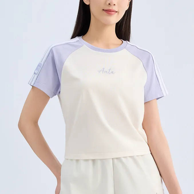 Anta Sports Life Collection T Shirt Women's Corn White/Seaweed Purple-1