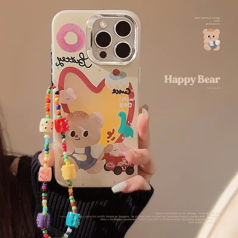 Wei Xin Acrylic Material Laser Heart Donut Bear Phone Cases Compatible With IPhone 16/15 Pro Max/Apple 13/14 Pro/Max-1