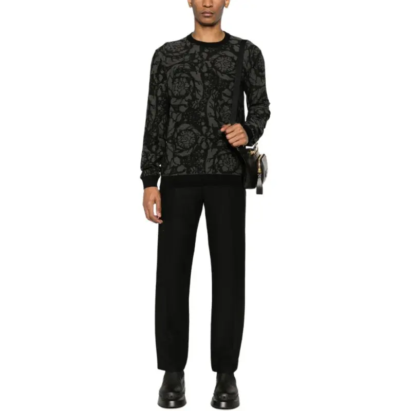 VERSACE Pattern-Embroidered Crewneck Knitted Jumper-2