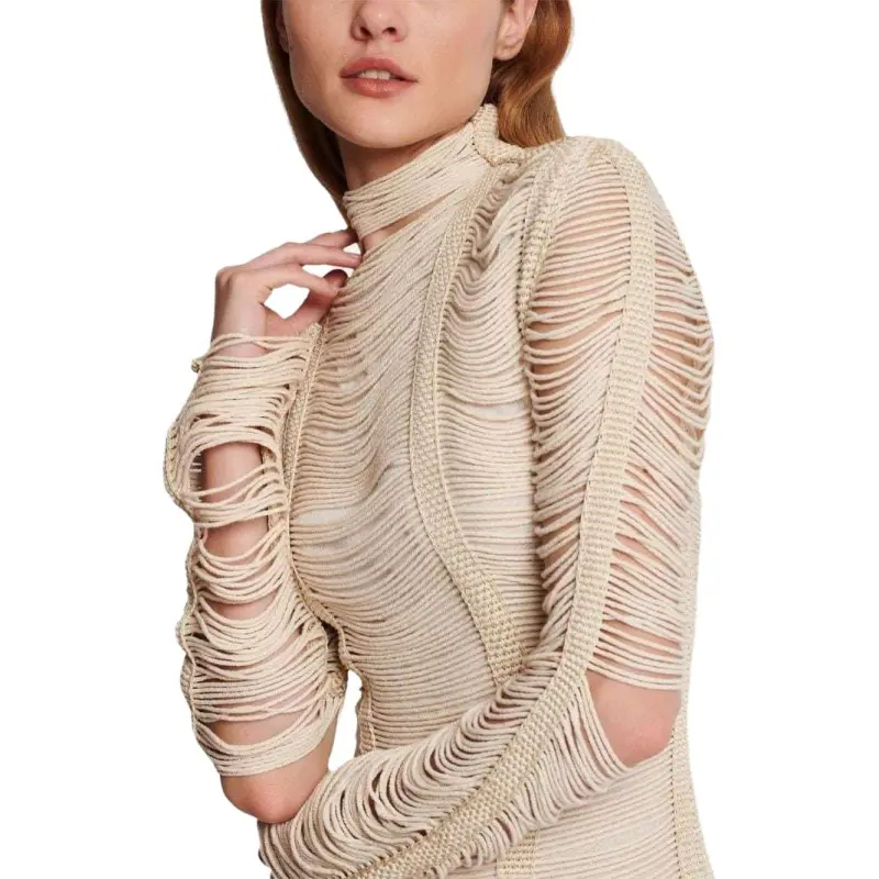 BALMAIN Long Sleeved Dresses Women's Sandy Beige-4