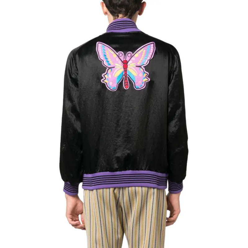 Needles Patch Detailed Zipped Bomber Jacket-4