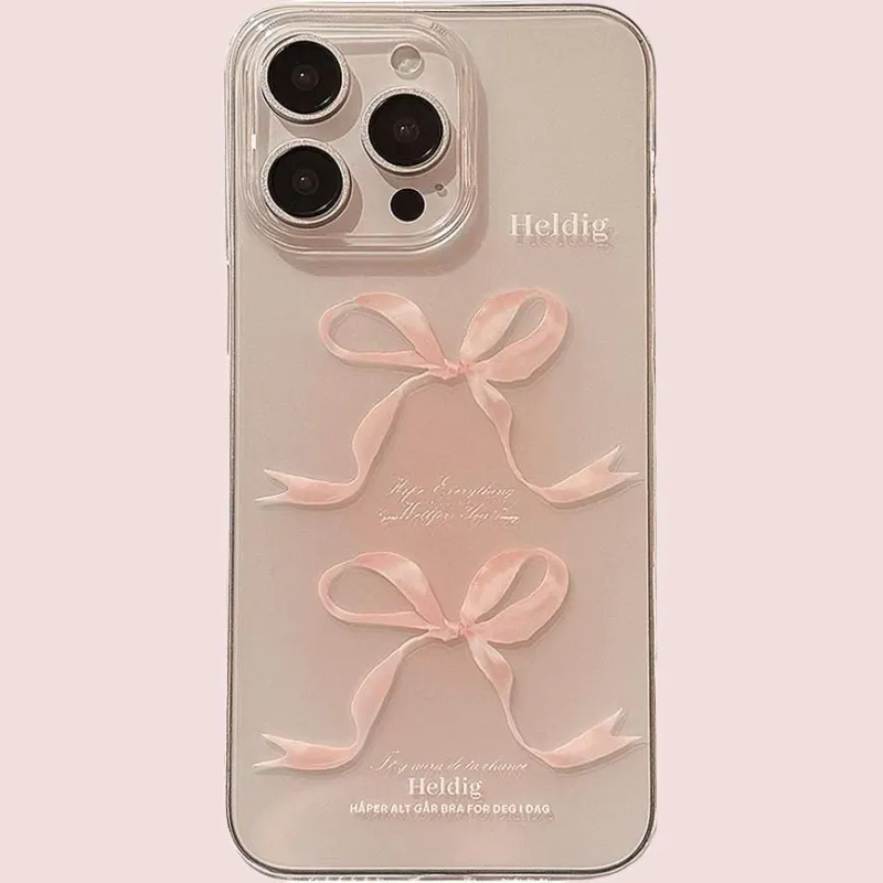 Wei Xin TPU Material Pink Ribbon Bowknot Phone Cases Compatible With IPhone 16/15 Pro Max/Apple 13/14 Pro/Max-1