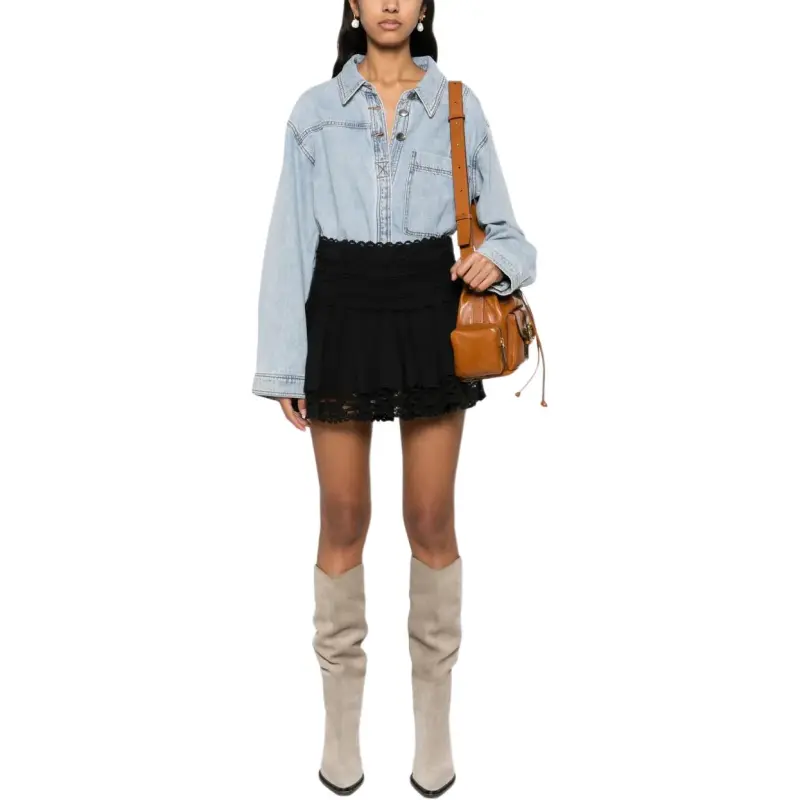 ISABEL MARANT ETOILE Violana Flared Mini Laced Skirt-2