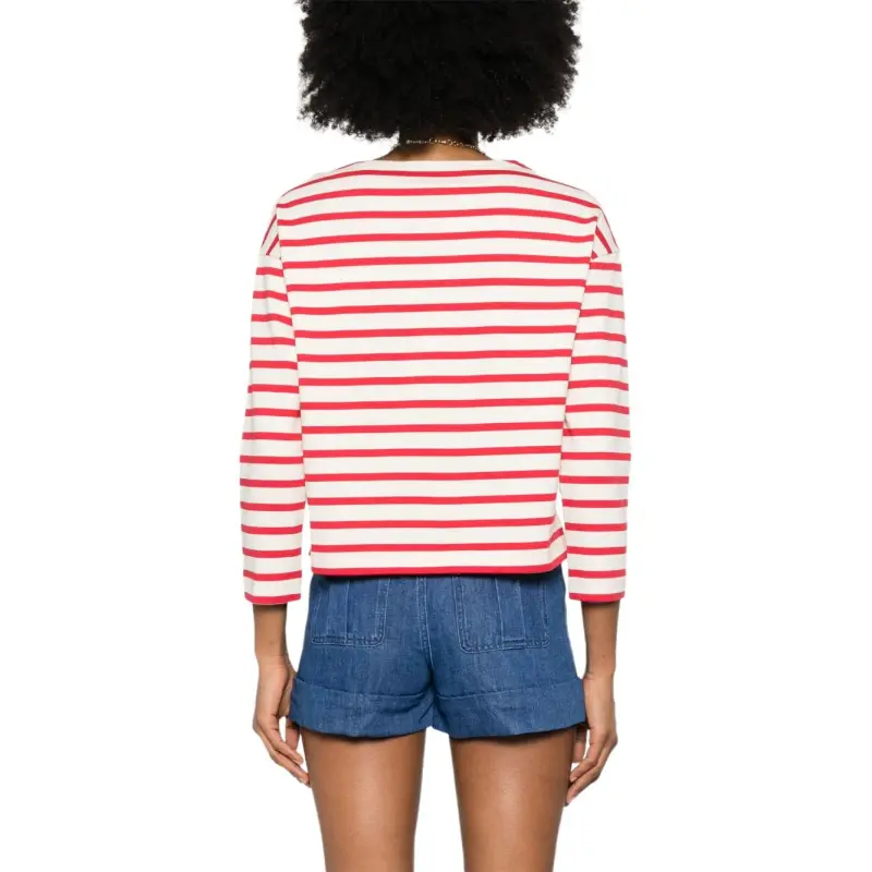 Valentino Logo Printed Striped Crewneck T Shirt-3