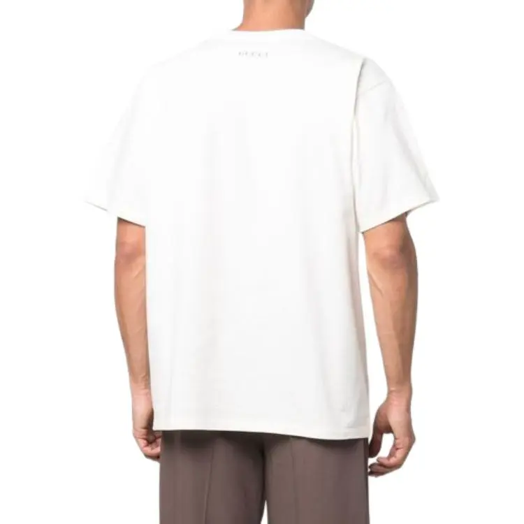GUCCI Letter Patterned Print Cotton Short Sleeved T Shirt Men's White-4