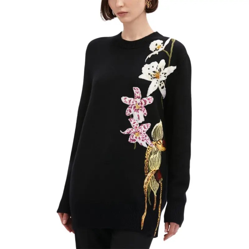 Oscar De La Renta Orchid Crochet Sweater-4