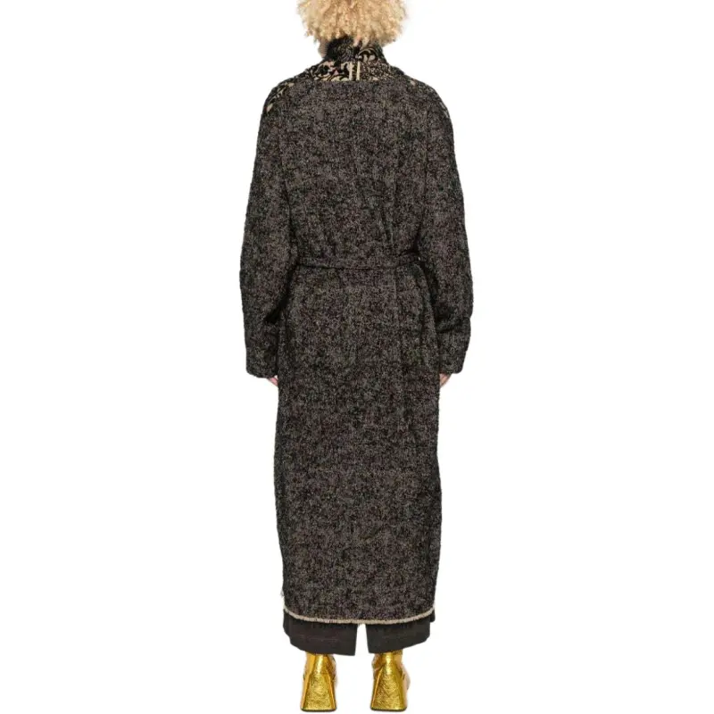 UMA WANG Floral Printed Fringed Hem Coat-3