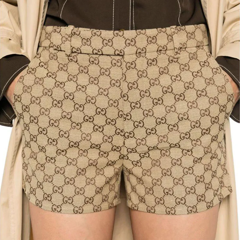 GUCCI Logo Shorts Beige And Ebony-3