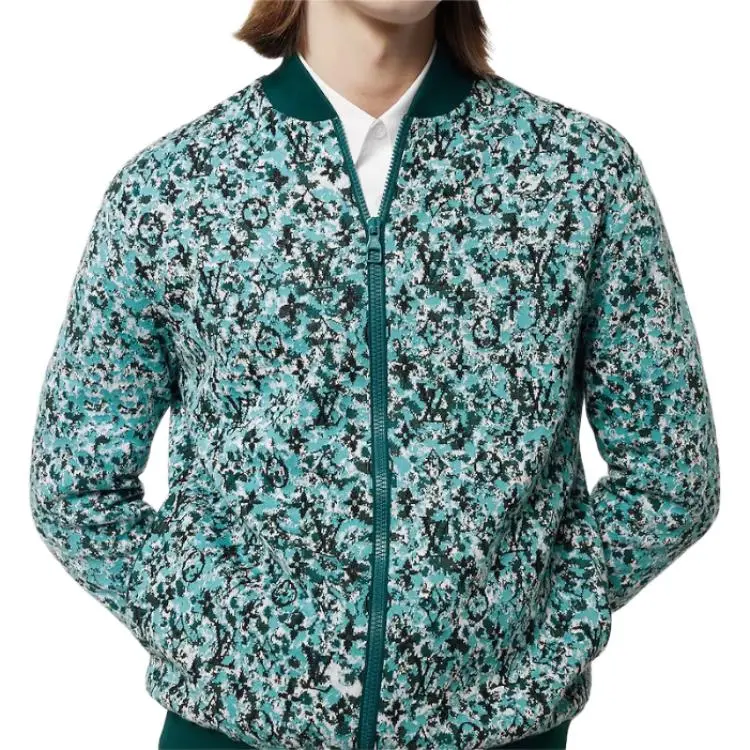 LOUIS VUITTON Graphic Cotton Knit Blouson Jackets & Coats Men's Blue-4