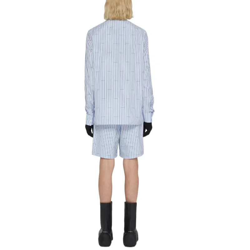 Givenchy Logo Print Striped Long Sleeve Shirt-2